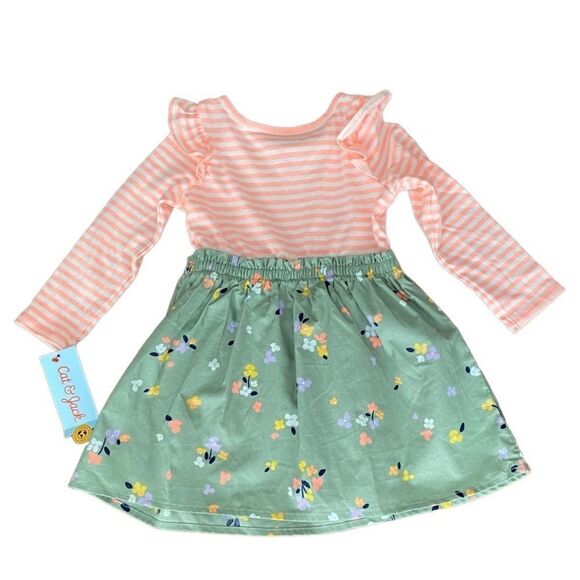Cat & Jack Dress Striped Floral Dress 2T NWT - Picture 2 of 5